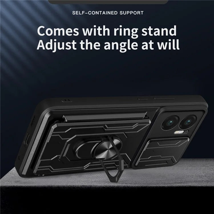 For Xiaomi Redmi 10 5G / Redmi Note 11E 5G / Redmi 10 Prime+ 5G Case PC+TPU Card Slots Cover