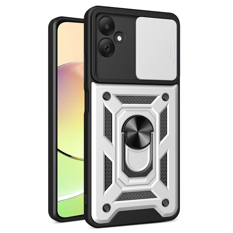For Samsung Galaxy A05 4G Cell Phone Case Kickstand Cover with Slide Lens Window