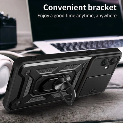 For Samsung Galaxy A05 4G Cell Phone Case Kickstand Cover with Slide Lens Window