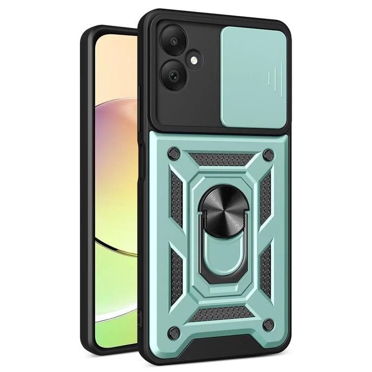 For Samsung Galaxy A05 4G Cell Phone Case Kickstand Cover with Slide Lens Window