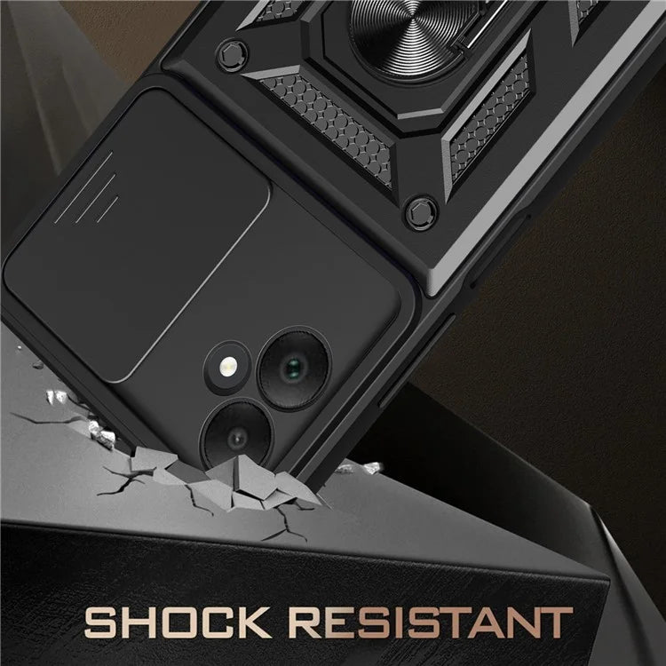 For Samsung Galaxy A05 4G Cell Phone Case Kickstand Cover with Slide Lens Window