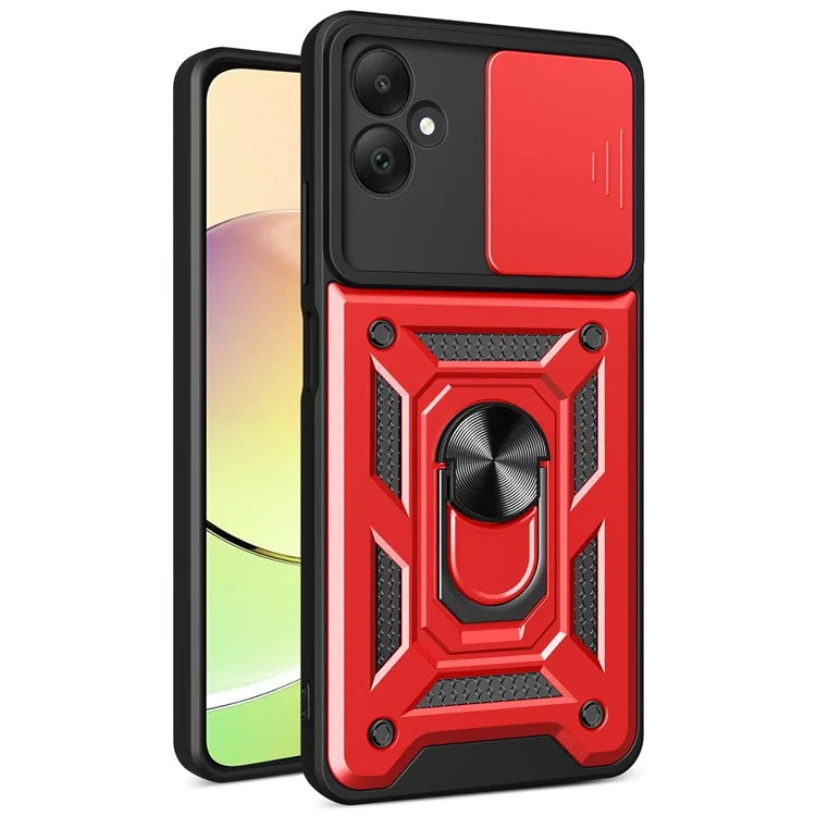 For Samsung Galaxy A05 4G Cell Phone Case Kickstand Cover with Slide Lens Window