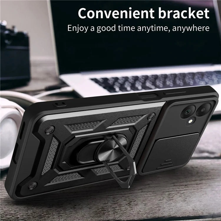 For Samsung Galaxy A05 4G Cell Phone Case Kickstand Cover with Slide Lens Window