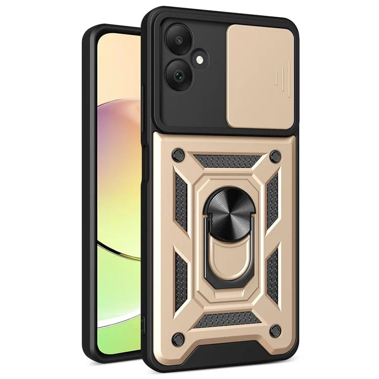 For Samsung Galaxy A05 4G Cell Phone Case Kickstand Cover with Slide Lens Window