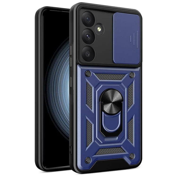 For Samsung Galaxy A55 5G Cell Phone Case Anti-dust Kickstand Cover with Slide Lens Protection