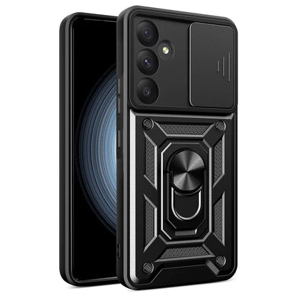 For Samsung Galaxy A55 5G Cell Phone Case Anti-dust Kickstand Cover with Slide Lens Protection