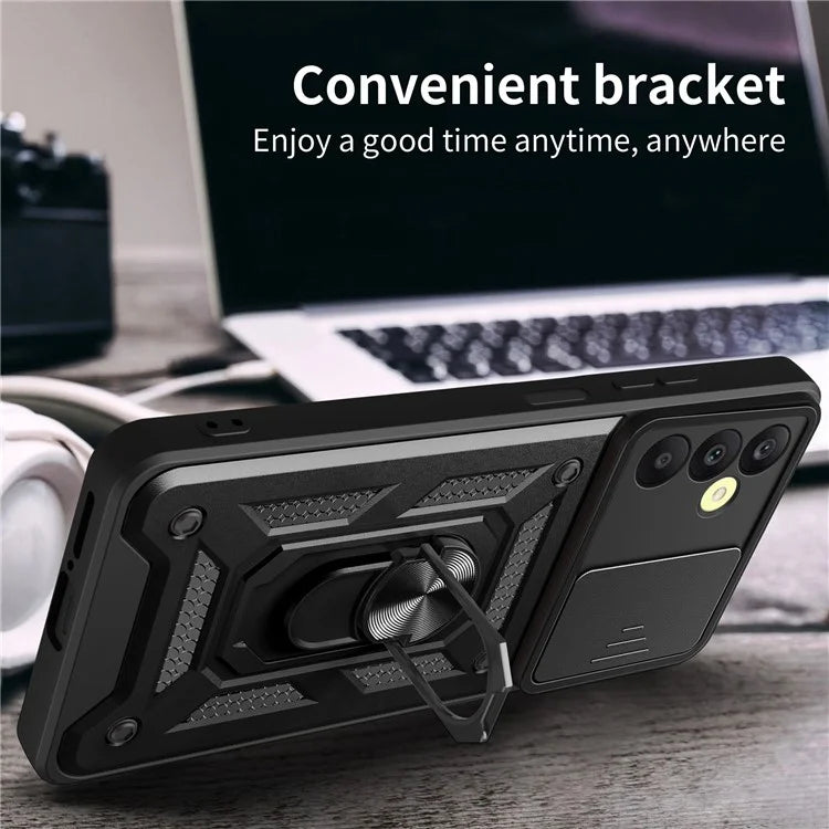 For Samsung Galaxy A25 5G (Global) (161.0 x 76.5 x 8.3mm) Case Anti-scratch PC+TPU Protective Cover with Slide Lens Lid