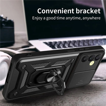 For Samsung Galaxy A25 5G (Global) (161.0 x 76.5 x 8.3mm) Case Anti-scratch PC+TPU Protective Cover with Slide Lens Lid