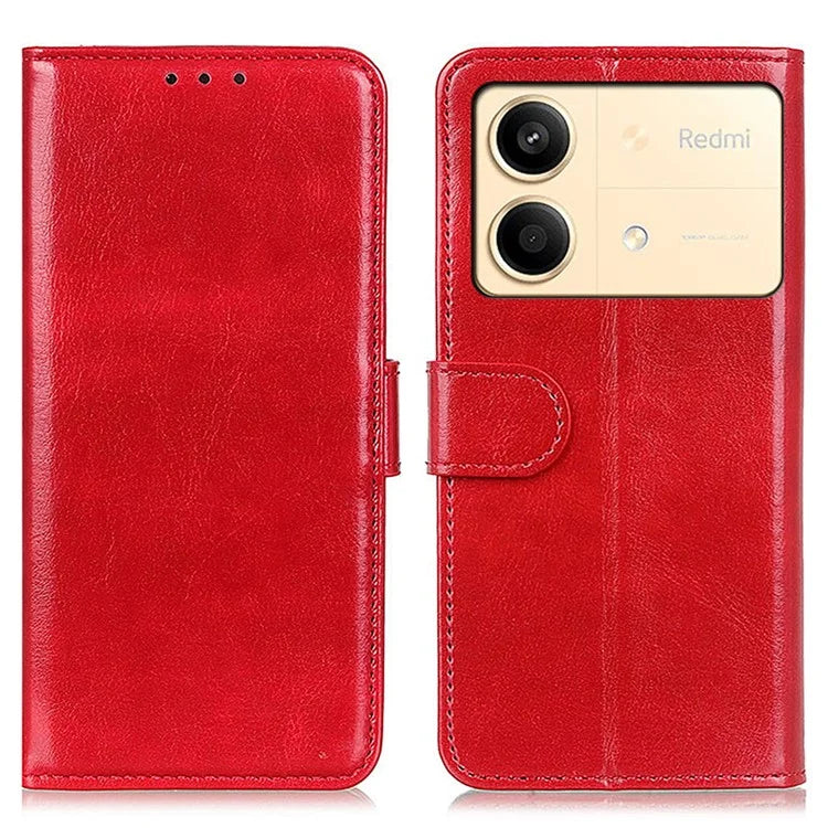 For Xiaomi Redmi Note 13R Pro 5G Cases Crazy Horse Texture PU Leather Slim-Fit Phone Stand Cover