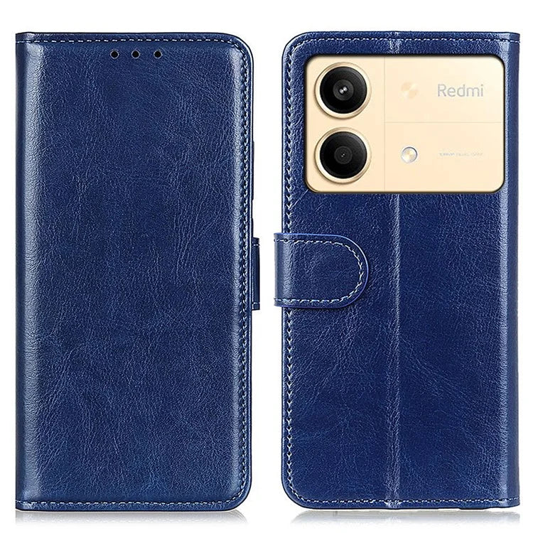 For Xiaomi Redmi Note 13R Pro 5G Cases Crazy Horse Texture PU Leather Slim-Fit Phone Stand Cover