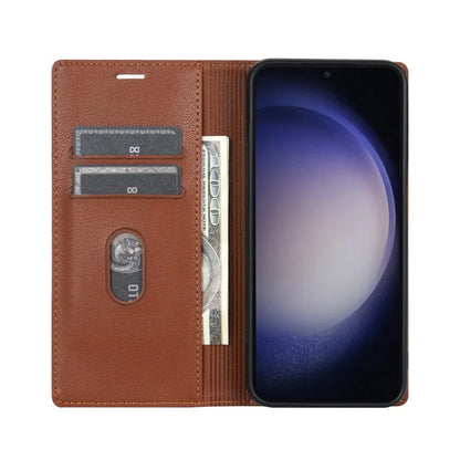 BKS-001 For Samsung Galaxy A55 5G Case Magnetic Shock Absorbing Leather Phone Cover