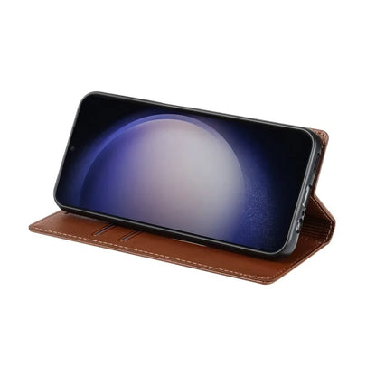 BKS-001 For Samsung Galaxy A55 5G Case Magnetic Shock Absorbing Leather Phone Cover