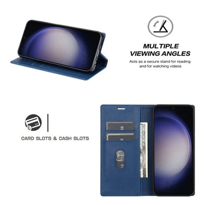 BKS-001 For Samsung Galaxy A55 5G Case Magnetic Shock Absorbing Leather Phone Cover