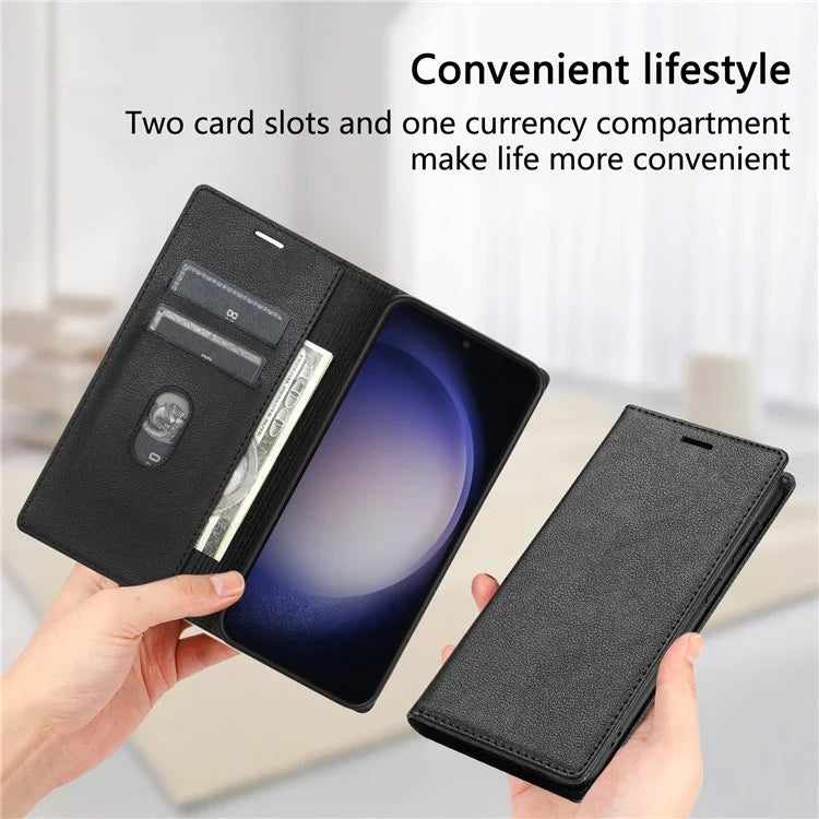 BKS-001 For Samsung Galaxy A55 5G Case Magnetic Shock Absorbing Leather Phone Cover