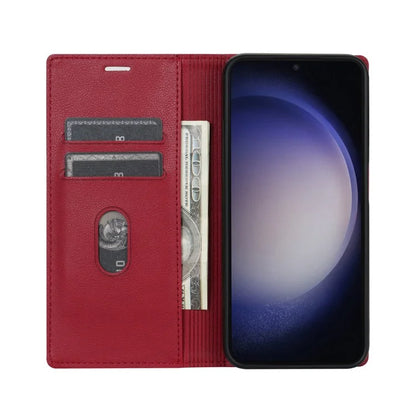 BKS-001 For Samsung Galaxy A55 5G Case Magnetic Shock Absorbing Leather Phone Cover