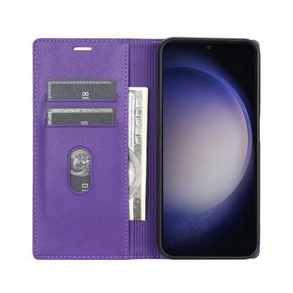 BKS-001 For Samsung Galaxy A55 5G Case Magnetic Shock Absorbing Leather Phone Cover