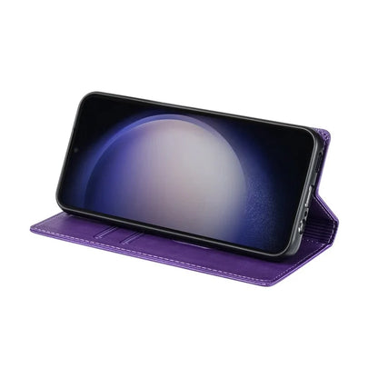 BKS-001 For Samsung Galaxy A55 5G Case Magnetic Shock Absorbing Leather Phone Cover