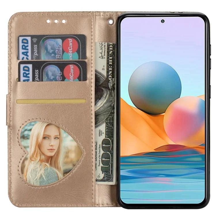 For Samsung Galaxy A55 5G Cell Phone Case Zipper Pocket Wallet Glitter Leather Drop-proof Cover