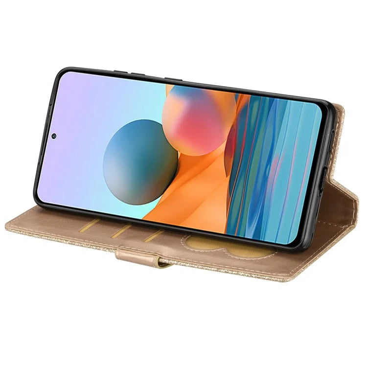 For Samsung Galaxy A55 5G Cell Phone Case Zipper Pocket Wallet Glitter Leather Drop-proof Cover