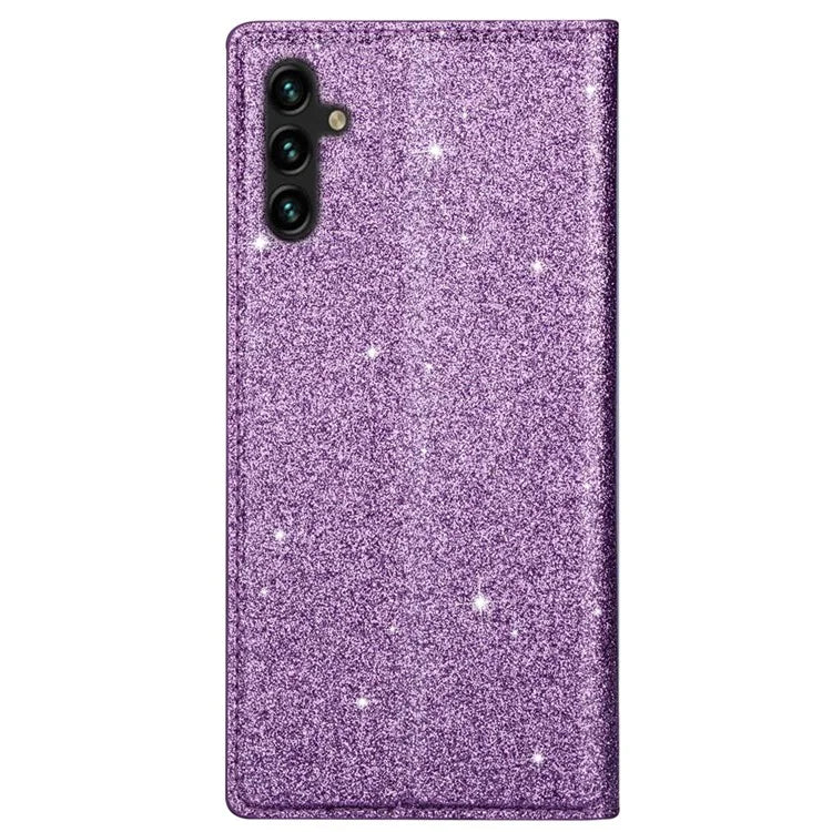 For Samsung Galaxy A55 5G Cell Phone Case Glitter PU Leather Stand Card Slots Cover