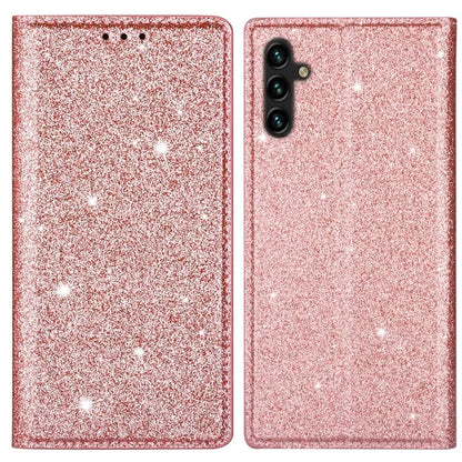 For Samsung Galaxy A55 5G Cell Phone Case Glitter PU Leather Stand Card Slots Cover