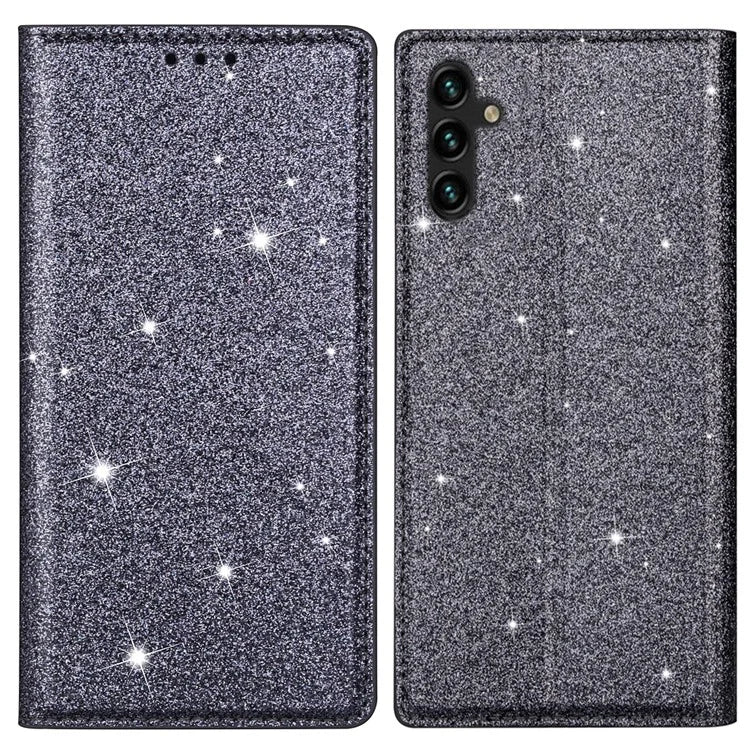 For Samsung Galaxy A55 5G Cell Phone Case Glitter PU Leather Stand Card Slots Cover