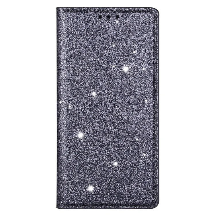 For Samsung Galaxy A55 5G Cell Phone Case Glitter PU Leather Stand Card Slots Cover