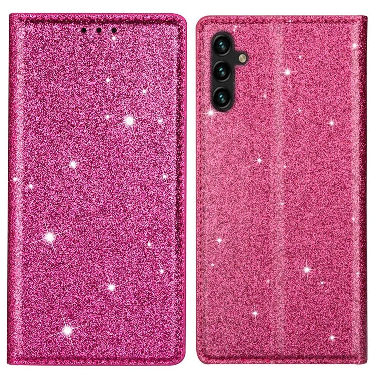 For Samsung Galaxy A55 5G Cell Phone Case Glitter PU Leather Stand Card Slots Cover