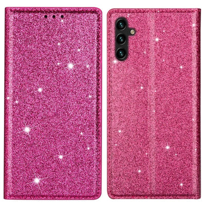 For Samsung Galaxy A55 5G Cell Phone Case Glitter PU Leather Stand Card Slots Cover