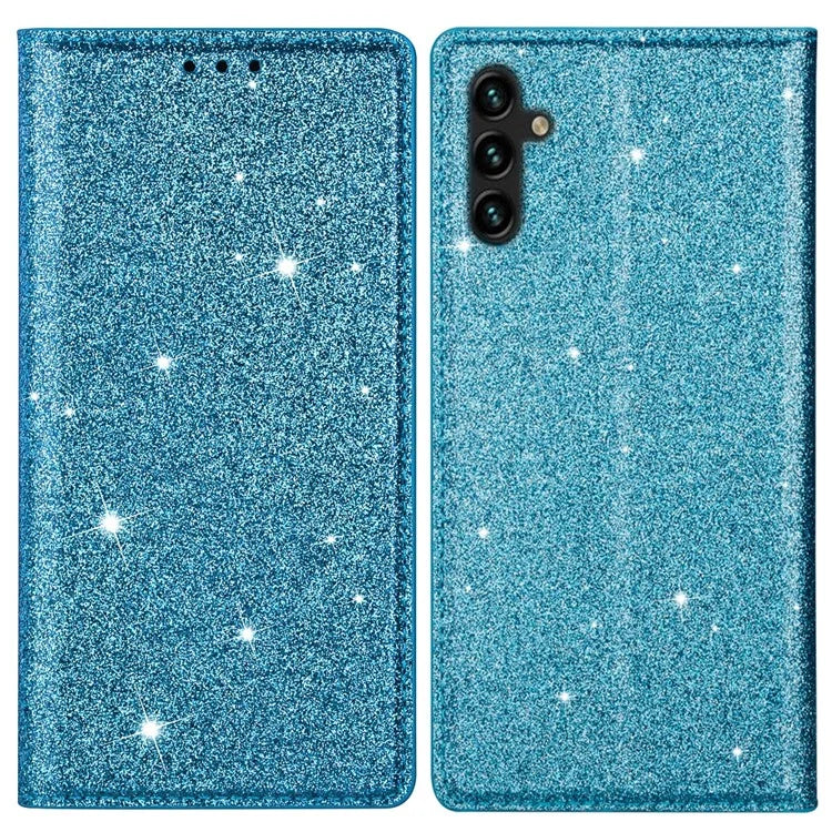 For Samsung Galaxy A55 5G Cell Phone Case Glitter PU Leather Stand Card Slots Cover