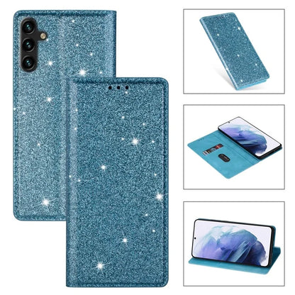 For Samsung Galaxy A55 5G Cell Phone Case Glitter PU Leather Stand Card Slots Cover