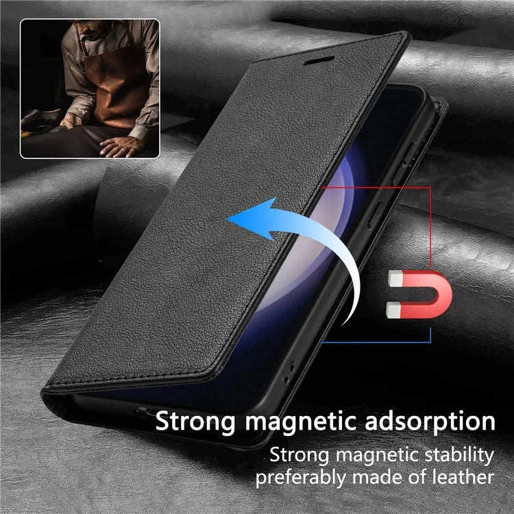 BKS-001 For Samsung Galaxy A35 5G Magnetic Case PU Leather+TPU Card Holder Phone Cover