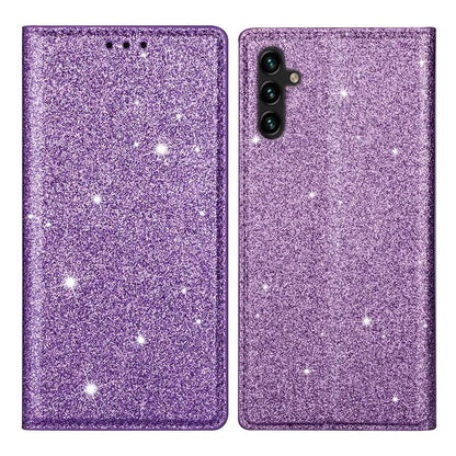 For Samsung Galaxy A35 5G Magnetic Phone Case Glittery PU Leather+TPU Card Holder Cover