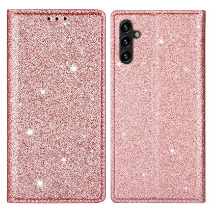 For Samsung Galaxy A35 5G Magnetic Phone Case Glittery PU Leather+TPU Card Holder Cover