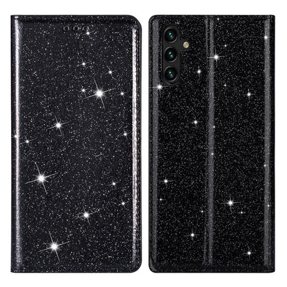 For Samsung Galaxy A35 5G Magnetic Phone Case Glittery PU Leather+TPU Card Holder Cover