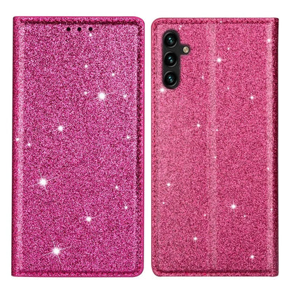 For Samsung Galaxy A35 5G Magnetic Phone Case Glittery PU Leather+TPU Card Holder Cover