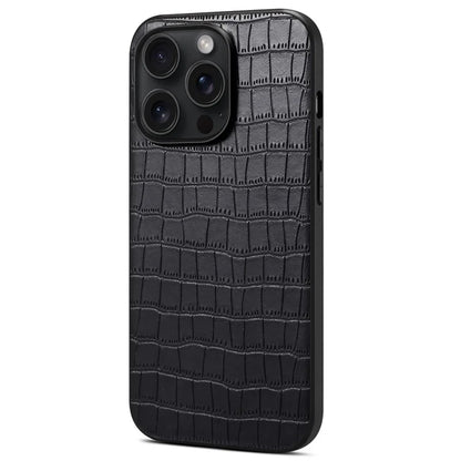 For iPhone 15 Pro Max Case Shockproof Crocodile Textured PU+PC+TPU Phone Cover
