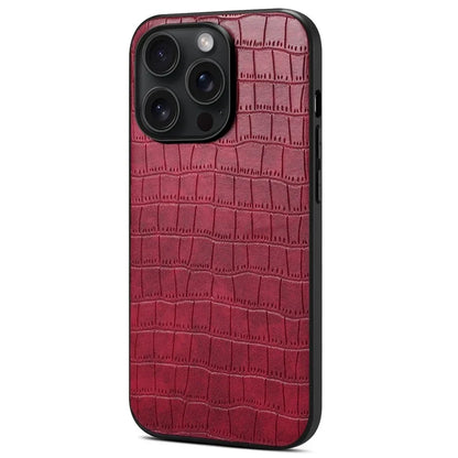 For iPhone 15 Pro Max Case Shockproof Crocodile Textured PU+PC+TPU Phone Cover