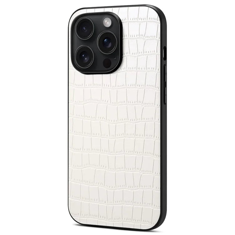 For iPhone 15 Pro Max Case Shockproof Crocodile Textured PU+PC+TPU Phone Cover