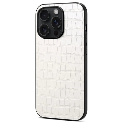 For iPhone 15 Pro Max Case Shockproof Crocodile Textured PU+PC+TPU Phone Cover
