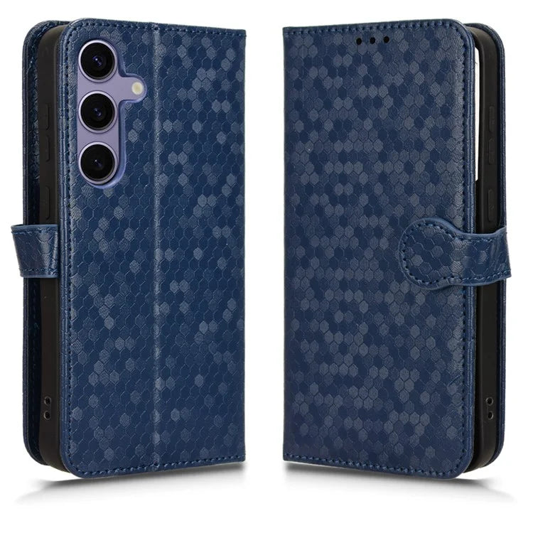 For Samsung Galaxy S24+ Magnetic Case PU Leather Imprinted Dots Pattern Wallet Cover