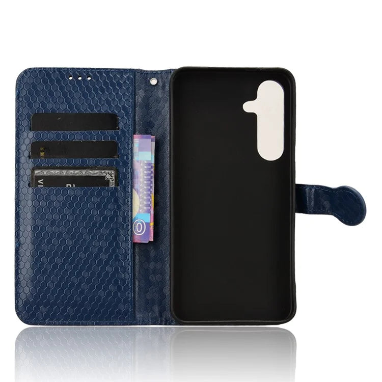 For Samsung Galaxy S24+ Magnetic Case PU Leather Imprinted Dots Pattern Wallet Cover