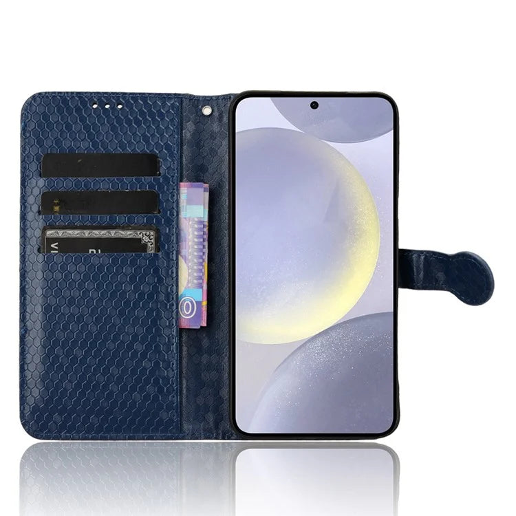 For Samsung Galaxy S24+ Magnetic Case PU Leather Imprinted Dots Pattern Wallet Cover