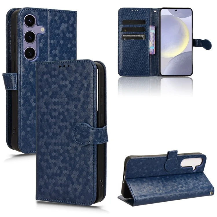 For Samsung Galaxy S24+ Magnetic Case PU Leather Imprinted Dots Pattern Wallet Cover