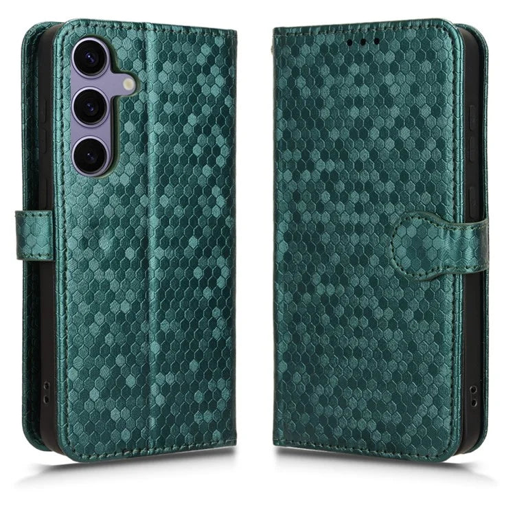For Samsung Galaxy S24+ Magnetic Case PU Leather Imprinted Dots Pattern Wallet Cover