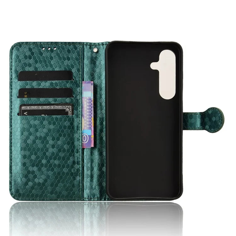 For Samsung Galaxy S24+ Magnetic Case PU Leather Imprinted Dots Pattern Wallet Cover