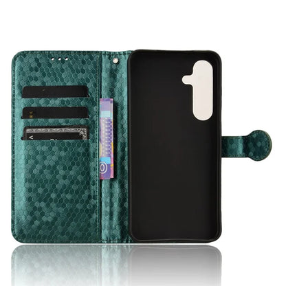 For Samsung Galaxy S24+ Magnetic Case PU Leather Imprinted Dots Pattern Wallet Cover