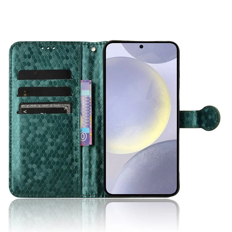 For Samsung Galaxy S24+ Magnetic Case PU Leather Imprinted Dots Pattern Wallet Cover