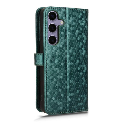 For Samsung Galaxy S24+ Magnetic Case PU Leather Imprinted Dots Pattern Wallet Cover