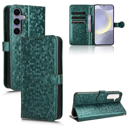 For Samsung Galaxy S24+ Magnetic Case PU Leather Imprinted Dots Pattern Wallet Cover